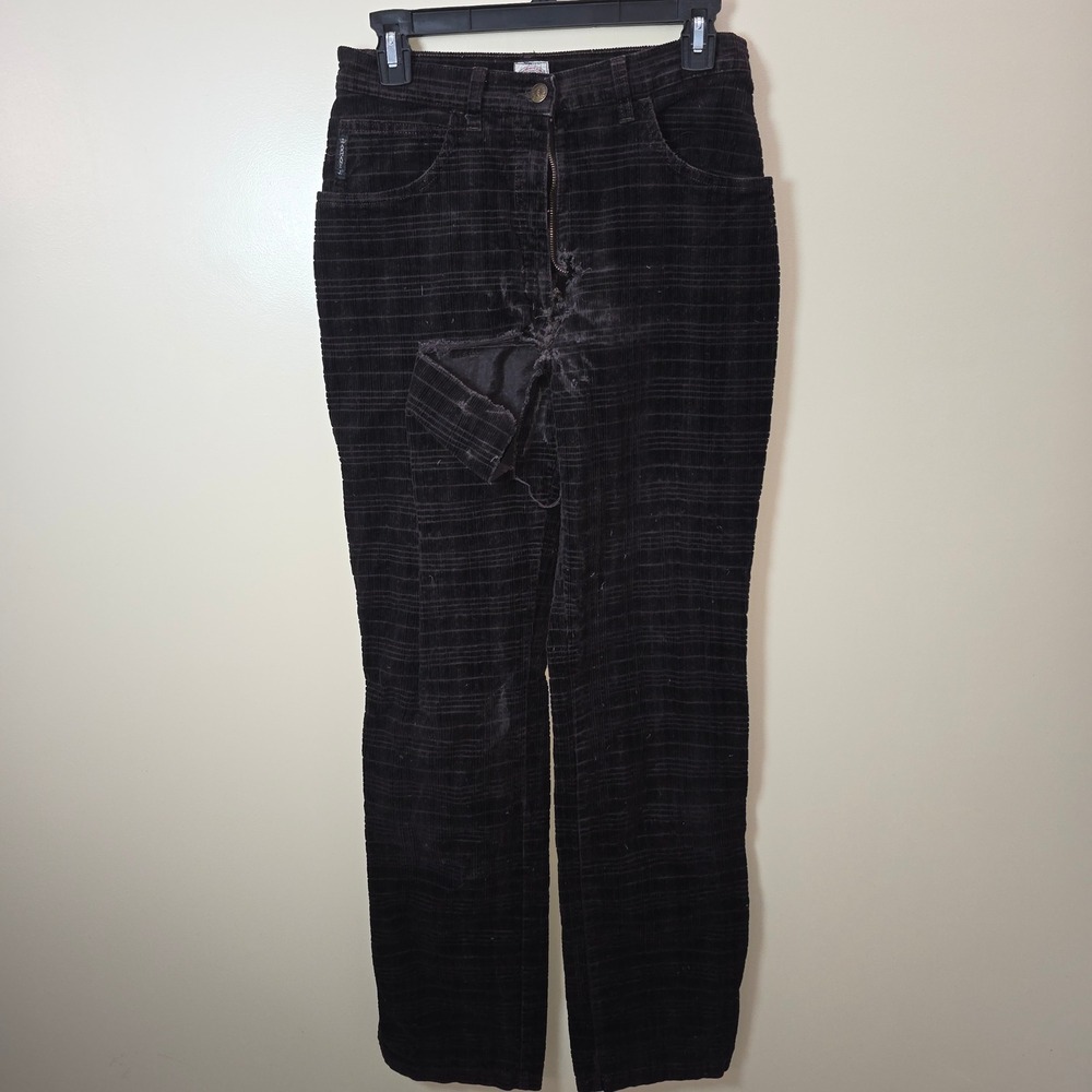 Vtg Damanged Armani Jeans women Dark Brown Corduroy Pants Made in Italy